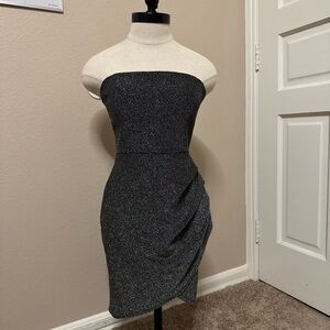 Charlotte Russe Glitter Strapless Sheath Dress in Black